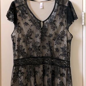 Merona Black Lace Peplum Top
